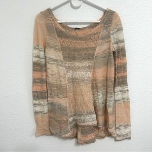 Free people long sleeve peach and grey shirt size S
